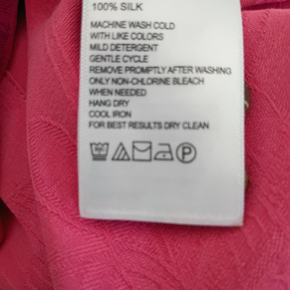 Tommy Bahama Vibrant Pink Shirt with Shell Buttons. Embossed Palm Trees - Picture 3 of 7